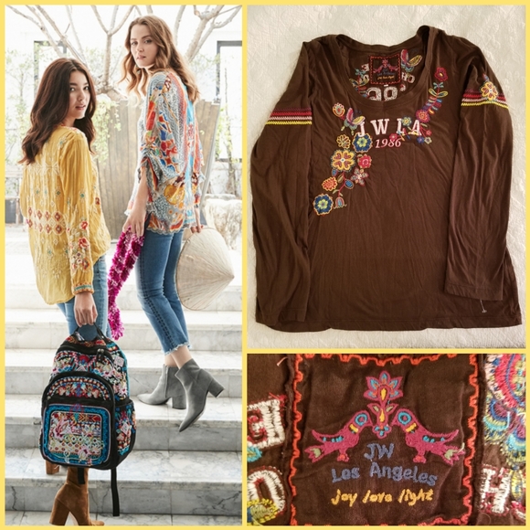 Johnny Was Tops - Johnny Was long sleeve embroidered t-shirt